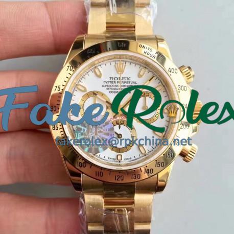Replica Rolex Daytona Cosmograph 116528 JF Yellow Gold White Dial Swiss 7750 Run 6@SEC