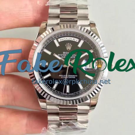 Replica Rolex Day-Date 40 228239 N Stainless Steel Black Dial Swiss 3255