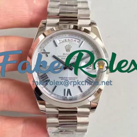 Replica Rolex Day-Date 40 228206 40MM N Stainless Steel Ice Blue Quadrant Dial Swiss 3255