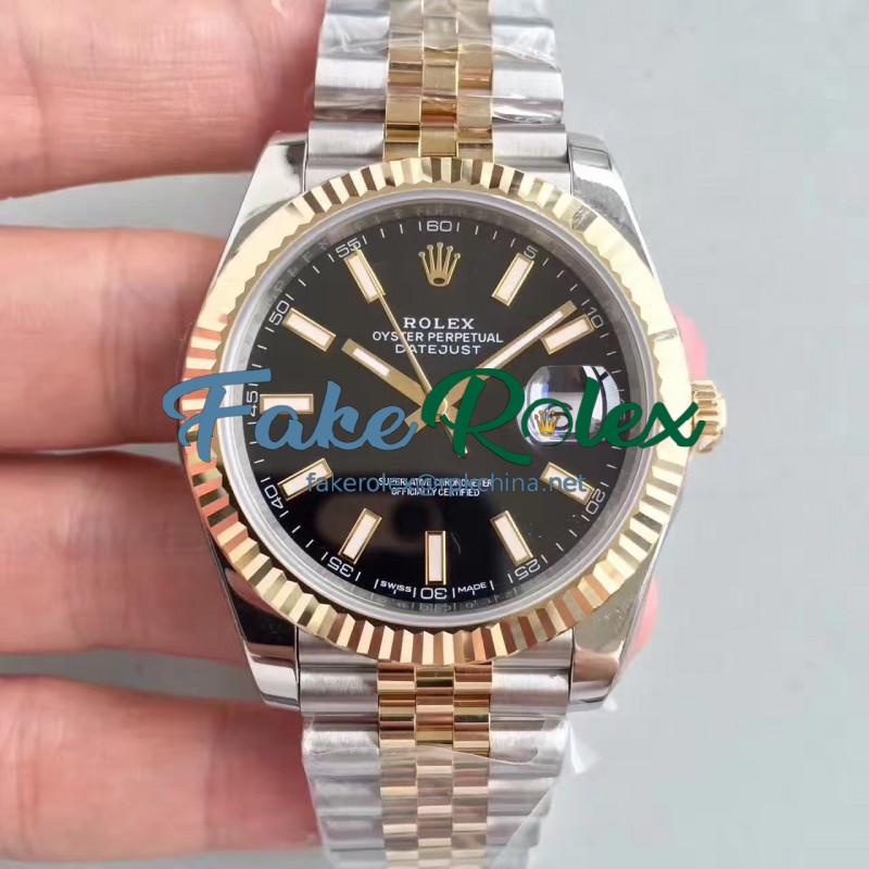 Replica Rolex Datejust II 116333 41MM EW Stainless Steel & Yellow Gold Black Dial Swiss 3136