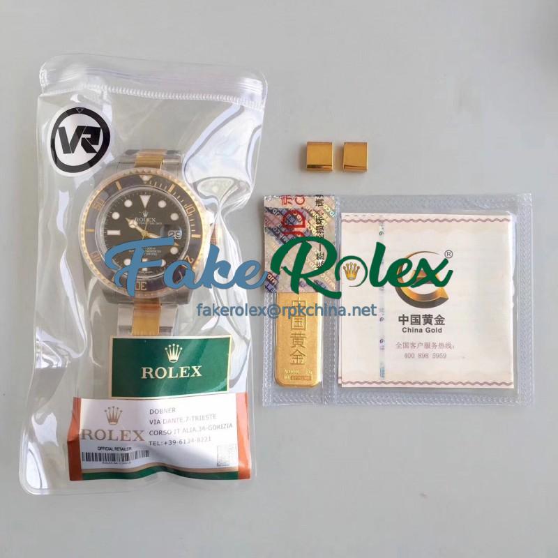 Replica Rolex Submariner Date 116613LN VR 18K Yellow Gold Wrapped & Stainless Steel Black Dial Swiss 2836-2