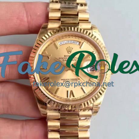 Replica Rolex Day-Date 40 228238 2018 EW Yellow Gold Champagne Dial Swiss 3255