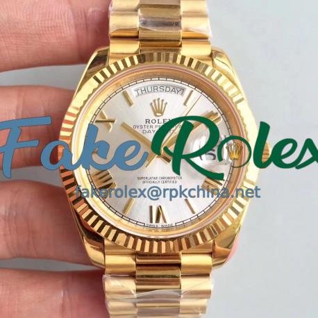 Replica Rolex Day-Date 40 228238 40MM AR Stainless Steel 904L With 18K Yellow Gold Wrapped Rhodium Dial Swiss 3255