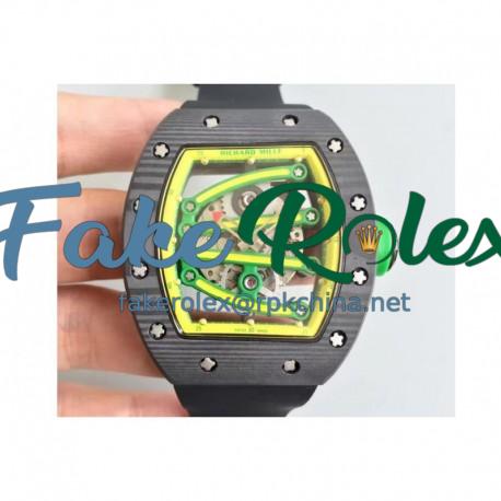 Replica Richard Mille RM59-01A Forged Carbon Yellow Skeleton Dial M6T51