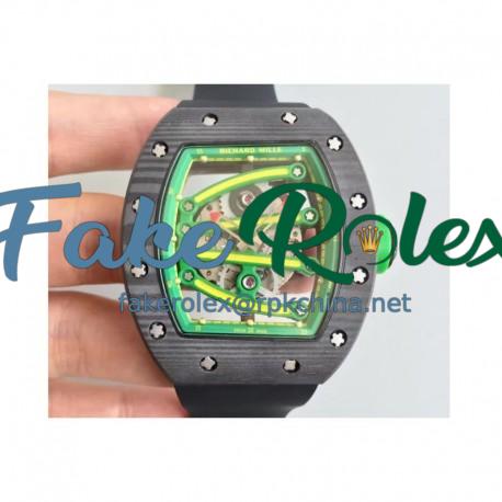 Replica Richard Mille RM59-01A Forged Carbon Green Skeleton Dial M6T51