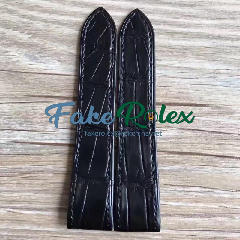Replica Cartier Santos 100 Medium Size Black Leather Strap 33MM