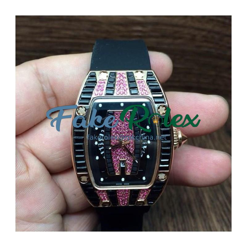 Replica Richard Mille RM007 Lady Rose Gold Pink Diamonds Dial M6T51