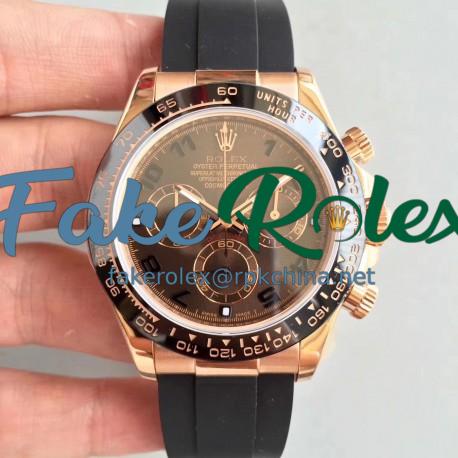 Replica Rolex Daytona Cosmograph 116515LN AR Rose Gold Chocolate Dial Swiss 4130 Run 6@SEC