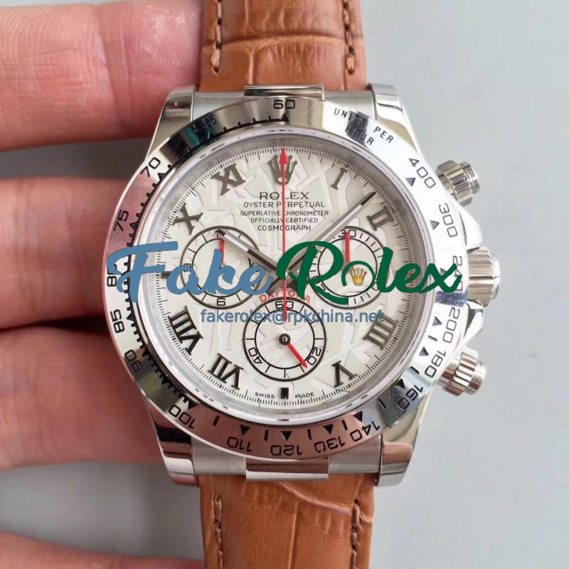 Replica Rolex Daytona Cosmograph 116520 JH Stainless Steel White Dial Swiss 4130 Run 6@SEC