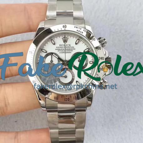 Replica Rolex Daytona Cosmograph 116520 JF Stainless Steel White Dial Swiss 7750 Run 6@SEC