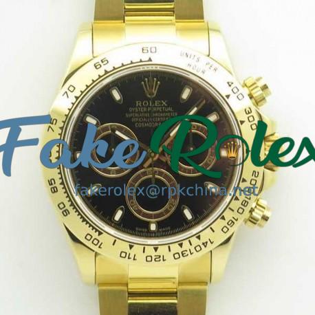 Replica Rolex Daytona Cosmograph 116508 BP Yellow Gold Black Dial Dial Swiss 4130 Run 6@SEC