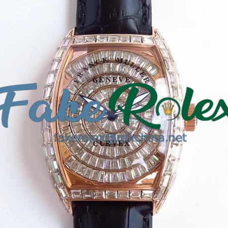 Replica Franck Muller Cintree Curvex 8880 CC AT D ABF Rose Gold & Diamonds Diamond Dial Swiss 2824-2