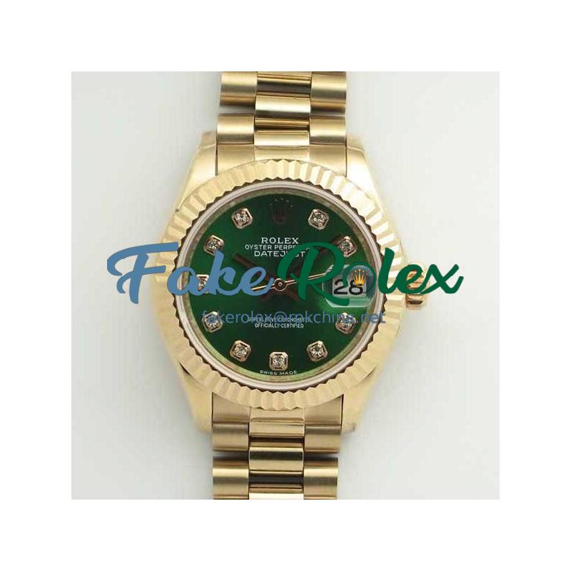 Replica Rolex Lady Datejust 28 279165 28MM BP Rose Gold Green Dial Swiss 2671