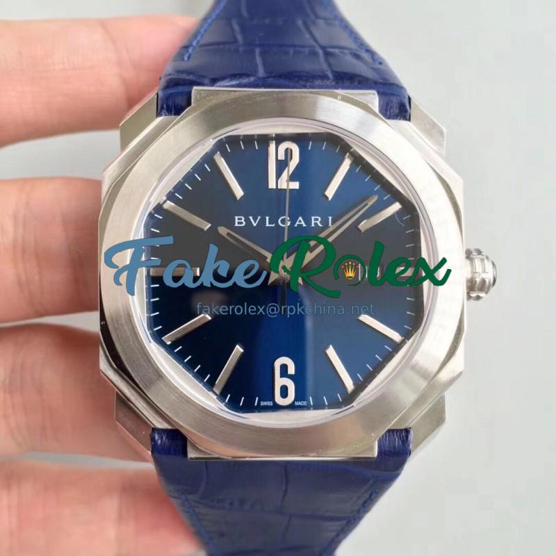 Replica Bvlgari Octo Solotempo 101964 JL Stainless Steel Blue Dial Swiss BVL193
