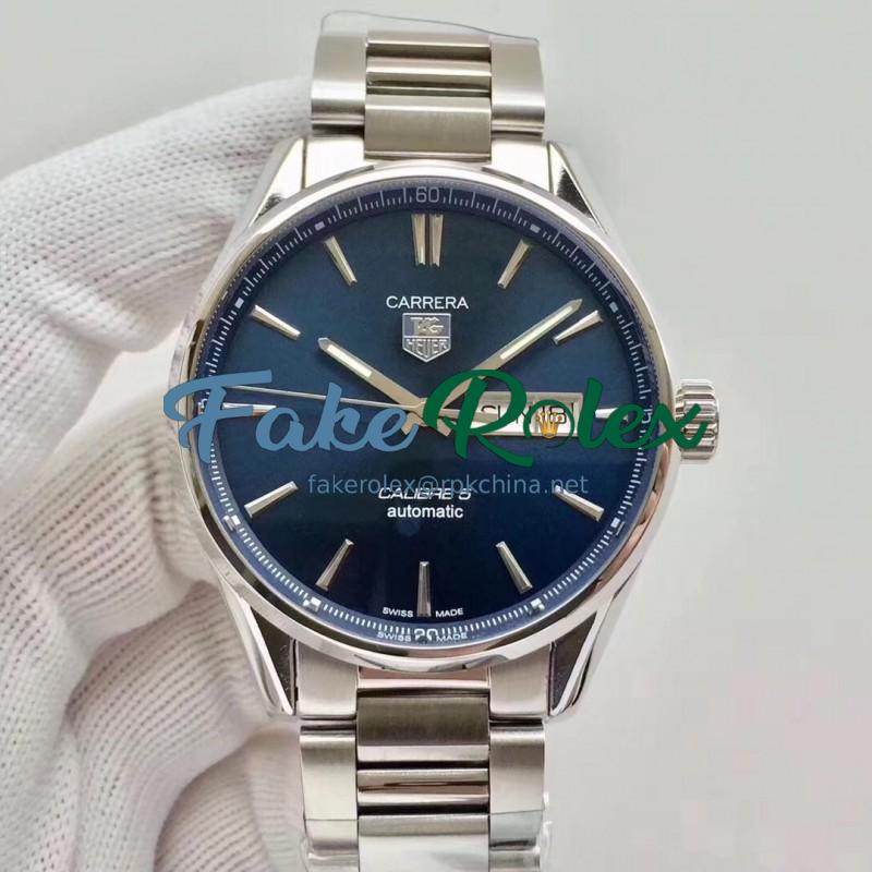 Replica Tag Heuer Carrera Calibre 5 Day-Date 41MM WAR201E.BA0723 N Stainless Steel Blue Dial Swiss 2836-2