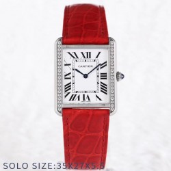 Replica Cartier Tank Solo Ladies 35MM AF Stainless Steel White Dial Swiss Ronda Quartz