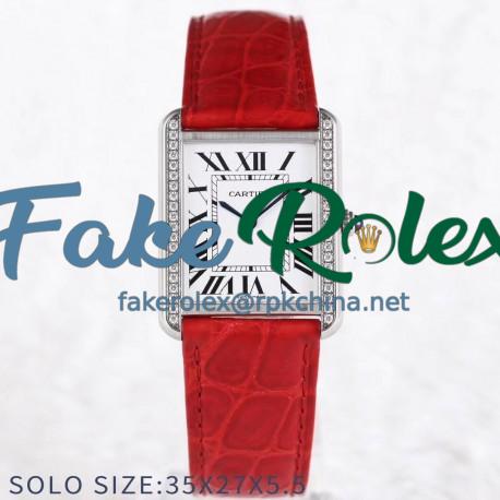 Replica Cartier Tank Solo Ladies 35MM AF Stainless Steel White Dial Swiss Ronda Quartz
