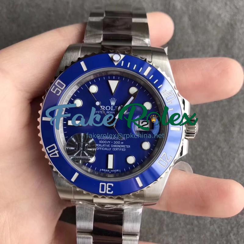 Replica Rolex Submariner Date 116619LB JF Stainless Steel Blue Dial Swiss 2824-2