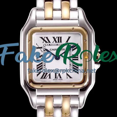 Replica Panthere de Cartier Medium Ladies W2PN0007 KOR Stainless Steel & Rose Gold White Dial Swiss Ronda Quartz