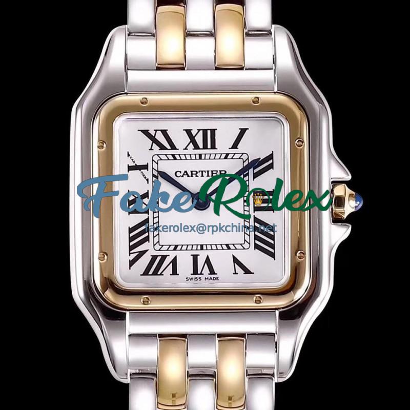 Replica Panthere de Cartier Medium Ladies W2PN0007 KOR Stainless Steel & Rose Gold White Dial Swiss Ronda Quartz