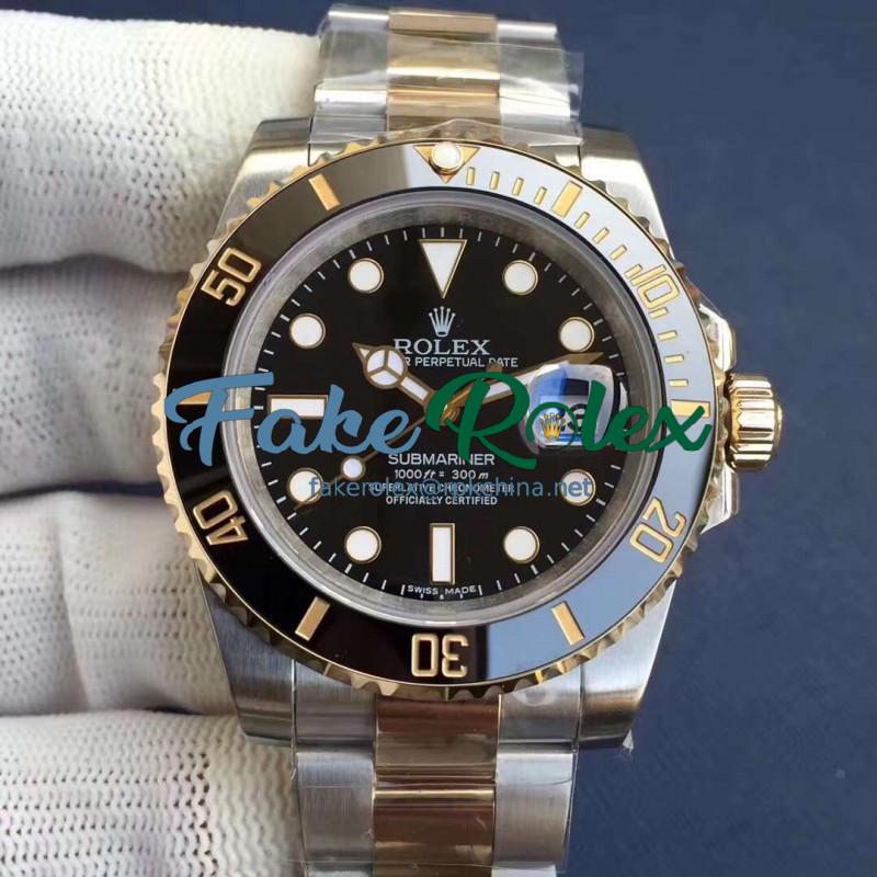 Replica Rolex Submariner Date 116613LN N V8S 24K Yellow Gold Wrapped & Stainless Steel Black Dial Swiss 2836-2
