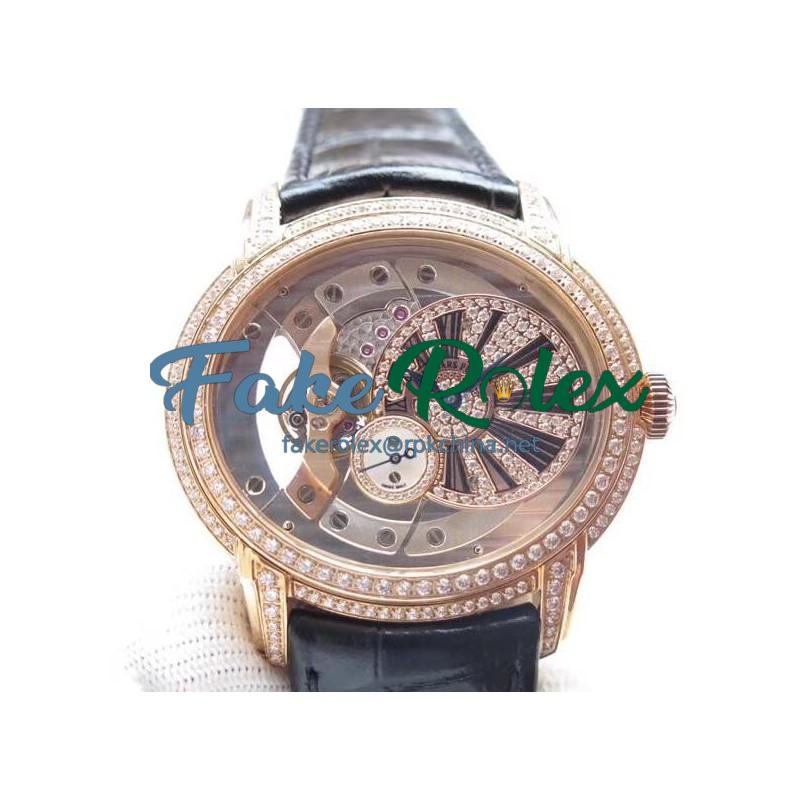 Replica Audemars Piguet Royal Millenary 4101 15350 V9 Rose Gold & Diamonds Rose Gold Skeleton Dial Swiss 4101