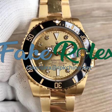 Replica Rolex Submariner Date 116618LN BP Yellow Gold Champagne Dial Swiss 2836-2