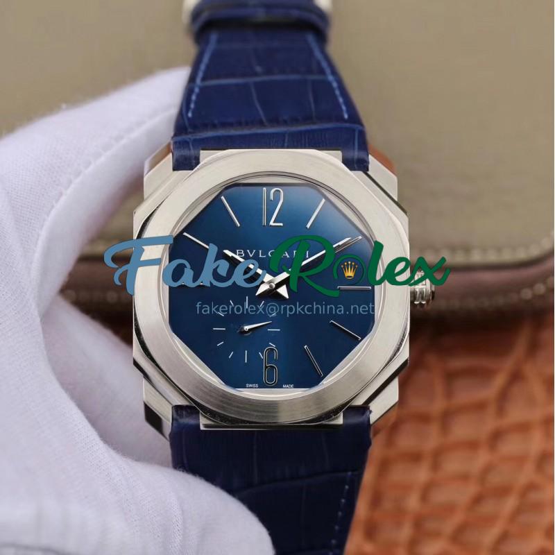 Replica Bvlgari Octo Finissimo 103035 JL Stainless Steel Blue Dial Swiss 2824-2