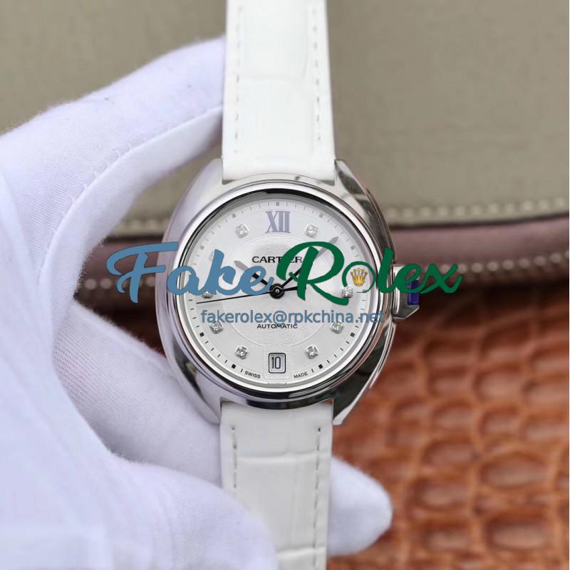 Replica Cle De Cartier 40MM WSCL0018 ZY Stainless Steel White Dial M9015