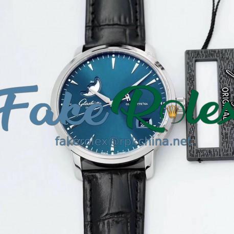 Replica Glashutte Senator Excellence Panorama Date Moon Phase 1-36-04-04-02-01 ETC Stainless Steel Blue Dial Swiss 36-04