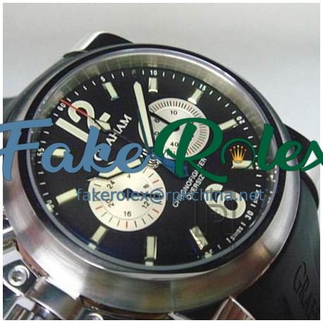 Replica Graham Chronofighter Oversize Stainless Steel Black & Silver Dial Swiss 7750