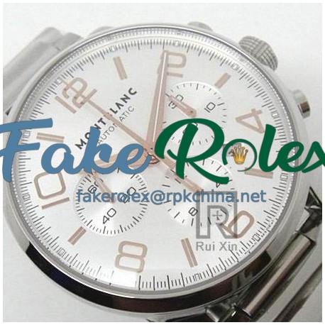 Replica Montblanc Timewalker Chronograph Stainless Steel Rose Gold Markers White Dial Swiss 7750