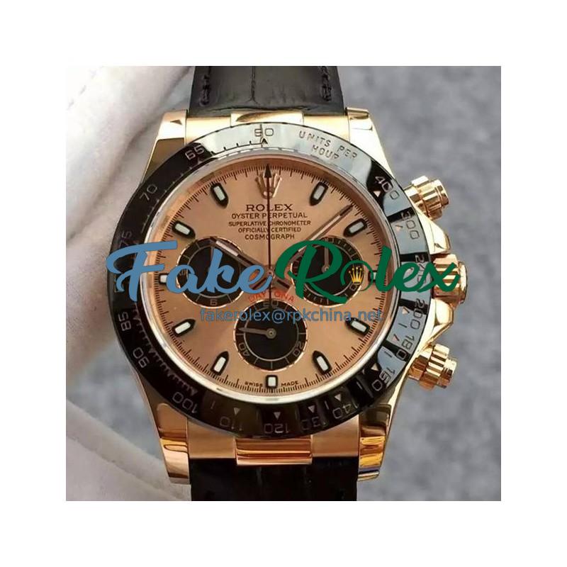 Replica Rolex Daytona Cosmograph 116515 JH Rose Gold Gold & Black Dial Swiss 4130 Run 6@SEC