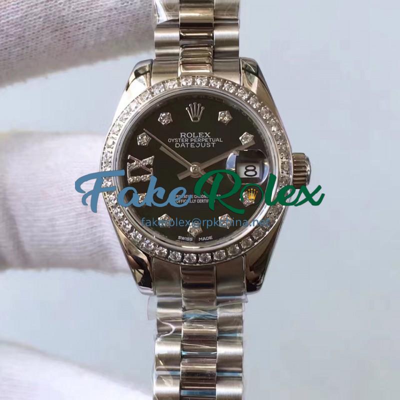 Replica Rolex Lady Datejust 28 279136RBR 28MM Stainless Steel & Diamonds Black Dial Swiss 2671