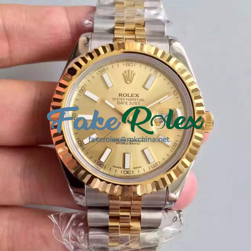 Replica Rolex Datejust 41 126333 41MM NF Stainless Steel & Yellow Gold Champagne Dial Swiss 2836-2