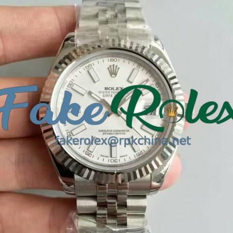 Replica Rolex Datejust II 116334 41MM NF Stainless Steel White Dial Swiss 2836-2