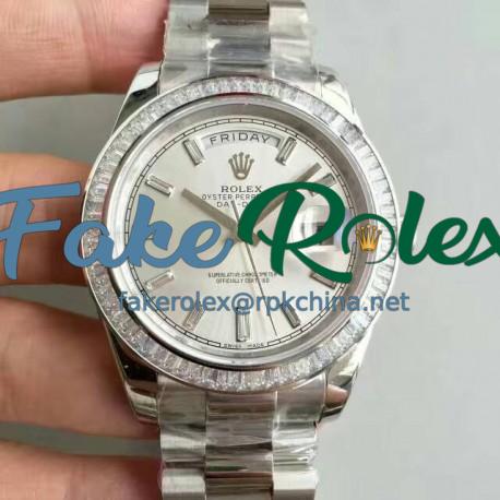 Replica Rolex Day-Date 40 228396TBR 40MM KW Stainless Steel & Diamonds Sundust Dial Swiss 3255