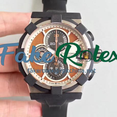 Replica Concord C1 Chronograph 0320007 N Stainless Steel & Black Rubber Orange Dial Swiss 7750